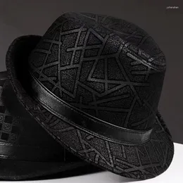 Berets 2024 Winter Genuine Leather Top Hats For Men/Women British Gentlemen Wide Brim Stetson Fedoras 55-60cm Fitted Print Gorra Male