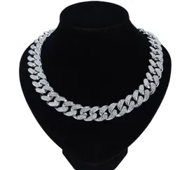 Łańcuchy 8 cali 30 cali Men039s 20 mm urok mocny ciężki lodowany cyrkon Miami Cuban Link Naszyjnik Choker Bling Hip Hop Jewe8143257