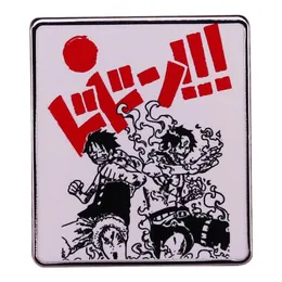 Anime One X Piece Luffy Ace Brother Biny Pin Hot Manga Brooch Badge for Backpacks Fashion Jewelry Gift