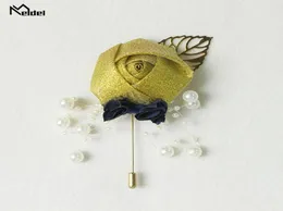 Meldel Wedding Boutonniere Prom Corlemony Cerimony Flower Men Pins Brooch Casamento Boutonniere Groom Butroflehole Flor25151543845