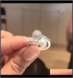 Gioielli perle naturali anelli aperti set di scatole originale per 925 sterling sier cz diamante eleganti anelli nuziali per matrimoni drop drop dropelenge 2021 MFZ5105742