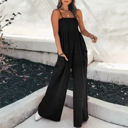 Casual Dresses Designer Dress Women's 2024 Summer New Fashionable Solid Color Pleated Wrapped Chest Simple and Slim High Waist Suspended Jumpsuit Plus size Dresses