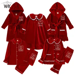 BAMBINO BABY BOY Girl Girl Velvet Pigiamas Set Holiday Matching Family Pjs Aggiungi il tuo nome Padre Madre Me ME Sleep abbigliamento 240430