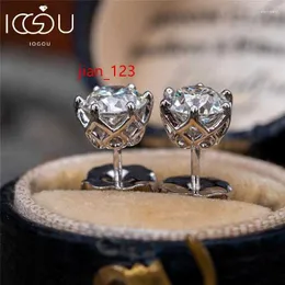 Stud Earrings IOGOU Original 0.5-1 Carat D Color Moissanite For Women Men Real 925 Silver Piercing Black Earring Wedding Jewelry