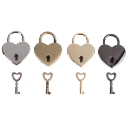 Herzform Mini -Metall -Vorhängeschloss Schlüsselgepäck mit Schlüssel für Schmuckkasten Aufbewahrungsbox Diary Book Koffer Bag Schloss Vorhängeschloss neu