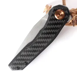 New Carbon Fiber Handle 0545 Folding Knife Pocketknife With Clip Point Head Stonewash Blade Ball Bearing Flipper Comfortable And Light Carry 536