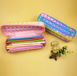 Party Favor 1st storkapacitet Stationery Storage Silicone Pencil Case Toy Squeeze Bubble Box For Student Girls Boys4397016