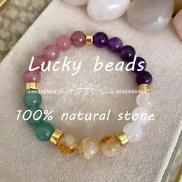 Boa sorte Bracelets for Women Real Natural Stone Citrine Tiger Eyes Amethyst Girlfriend Mom Presente Original Jóias Luxo 240423