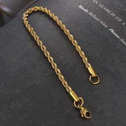 Цепочка из нержавеющей стали веревочной цепной браслет женского браслета золото минималистское 3 мм 4 -мм аксессуары