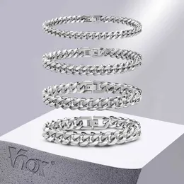 سلسلة Vnox 6/8/10/12mm سوار سلسلة الكوبية السلسلة الصلبة الفولاذ المقاوم للصدأ سوار مع مجوهرات J240508