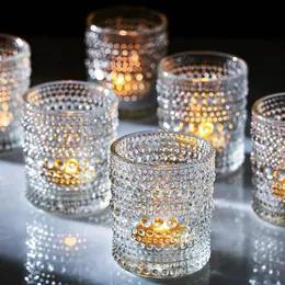 Glass Votive Candle Holders i bulk för centrum av borddekorationer Heminredning 36 Packar Tea Lights Holder Baby Shower 240506