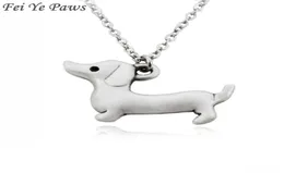 Fei Ye Paws Stainless Steel Long Chain Happy Dachshund Sausage Dog Choker Necklace Pendant Collar Animal Jewelry For Women Girl Ch9990578