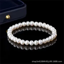 2024 Summer Natural Tszi Fresh Water White Pearl Armband Women's Small Code Bead Armband Högkvalitativ 6mm smycken Simple Style