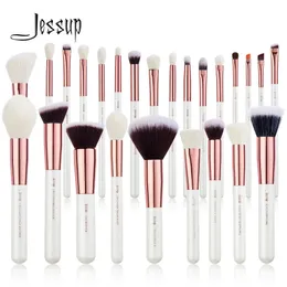 Make-up-Bürsten Jessup Professional Pinsel Set 6-25 Pinsel natürliche synthetische Basenpulver Highlighter Perle Weiß T215 Q240507