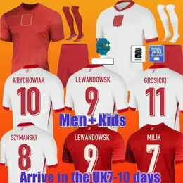 ポーランド2024サッカージャージLewandowski 24 25 Polska National Team Milik Piszczek Piatek Grosicki Krychowiak Zielinski Kids Kits Fans Playerバージョンホームアウェイ