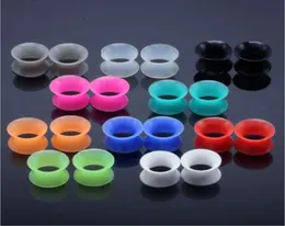 20 ps per lot mix color Silicone Ear Tunnels man womans Ear Gauge Fashion Punk Jewelry Tunnels Plugs Top Quality Ear Stretcher who7003539