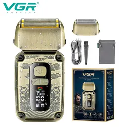 Vgr Electric Shaver Professional Beard Trimmer充電式シェービングマシンMEN用防水カミソリ往復v337 240423