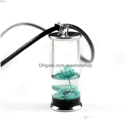 Collane a ciondolo Women Necklace Transparent Glass Bottle fatto a mano Flower Flower Preservation Gioielli permanente Cera turchese dhpkz Dhpkz