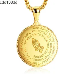 Anhänger Halsketten 2019 Männer Schmuck Gebet Hände und Bibelvers Anhänger Halskette mit Weizenkette für Männer 18k Gold plattiert/Edelstahl