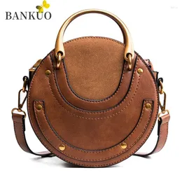 Bolsas de ombro Bankuo Bag feminina 2024 PU Vintage Rivet for Women Zipper Crossbody Sewing Thread Fashion Z364