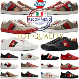 Top Shoes Sapatos Designer Bee 2024 Cartoon Ace Couro Bordado Bordado Brilhoso, Verde Red Stripe