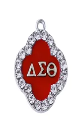 Double Nose Custom Design Red Enamel White Crystal Sorority Delta Sigma Theta Charm Greek Letter Life Member Gift School Jewelry2067322