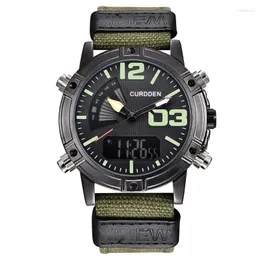 Нарученные часы мужчины искренние бренд Curdden Chronograph Watch Fashion Nylon Band Dual Time Sports Watch Watches Relogio Masculino