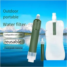 Hand Tools Survival Outdoor Rescue Emergency Portable Filter Water Bag Cam Bottle Direct Drinking Drop Delivery Sports Outdoors Campin Dhcng