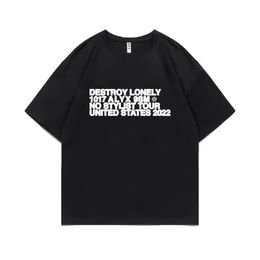 s rappare förstöra ensam alyx tryck tshirt herrar överdimensionerad bomull kort ärm tees män hip hop rap stil t-shirt man street t shirt j240506