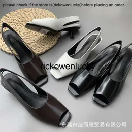 the row The row new fish mouth shoes women's back bag thin heel leather sandals women's small majority French elegant single shoes 4cm OA4J