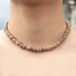 Choker minimalistisk herr halsband naturlig wenge trä krage pojkvän gåva 4/6/8mm skivpärlor erkek kolye nacktillbehör collier