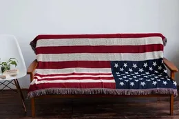 Filtar USA American Flag Stripe Stars Double Side Throw Filt Sofa Cover Chair Lounge Tapestry Bedstrast Outdoor Beach Sandy Cape