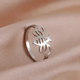 Anelli di nozze Skyrim Nuovo in grazioso anello di api inossidabile in acciaio inossidabile Donne Donne Fashion Insect Animal Jewelry Birthday Regalo all'ingrosso