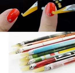200pcs التقاط ما يصل Rhinestone Pens Wooden Wax Pen Nail Manicure أداة عشوائية اللون KD19007114