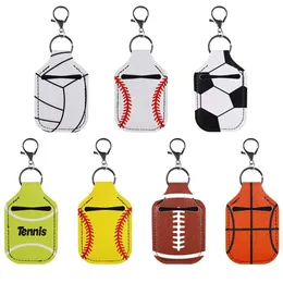 Keychains Football Portable Basketball Titular Sanitizer Baseball Ball Sports Leather Keychain Pingente Tampa de garrafa