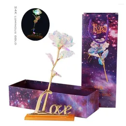 Flores decorativas Galaxy Rose com Base de amor Base eterna Luminous Crystal Day Day das Mães O Presente de Luz Choice