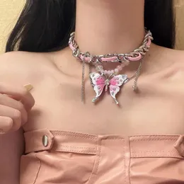 Hänge halsband dopamin legering halsband krydda flicka dagligen slitage rosa klavikelkedja söt coolt mode