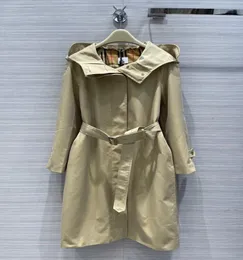 Milan Runway Women039S Trench Coats 2022 New Autumn Winter Hooded Long Sleeve Paneled Designer Coat