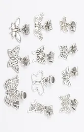 Mescola 11 farfalle in lega argentata in lega d'argento Grandine al buco perle si adattano alle cocche di gioielli fai -da -te per perle di perle3038369