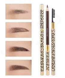 Doubleheaded Leopard Eyebrow Waterproof Sweatproof with Eyebrow Brush Not Blooming Soft and Lasting 5 Color for Choose HHA4496445445