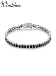 3mm 925 Srebrny klaster okrągły czarny CZ Ziron Tennis Bracelets Pulseras Pulseira Bracelete Women Jewelry Girl Friend Prezent C5930422