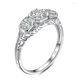 RATERS CLUSTER PUPH 925 Silver 3 Stone Ring Mossanite for Women with Gra Cericate Wedding Engagement Handmade Jewelry Gift K4819792