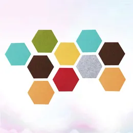 Adesivos de parede 10 PCs Creative colorido hexagono sentiu adesivo multifuncional na parede da mensagem da placa (cor aleatória)