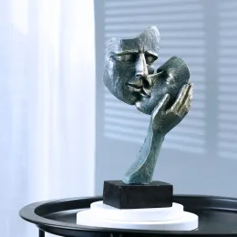 Esculturas Casal beijando a escultura de escultura de escultura estátua de ornamentos abstratos de desktop ornamentos em miniatura estatuetas decoração de escritório da sala de estar