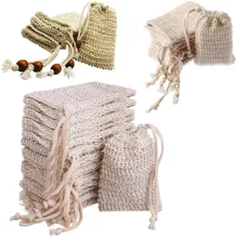 Sisal Soap Exfoliating Natural Mesh Saver Bag Pouch Holder For Shower Bath Foaming And Drying