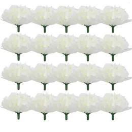 装飾的な花20 pcsカーネーションフラワーヘッドdiyシルク飾りシミュレーション装飾白い偽のバルーン装飾シミュレーションガールバロン
