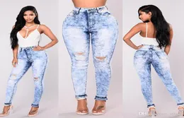 Europa och USA klippte höga midja damer stretch denim byxor byxor stekt snöflinga jeans7928387