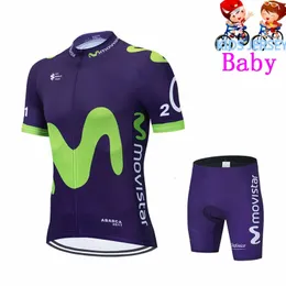 Movistar Kids Cycling Jersey Set Shorts Dzieci Ubranie rowerowe Oddychaj Szybki suchy chłopcy letni rower