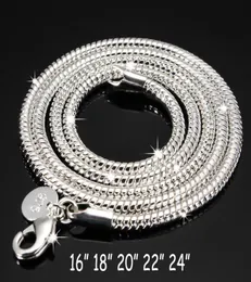 3mm 925 Sterling Chain Silver Necklace 16/18/ 20/22/ 24 Inch Solid Silver Lobster Clasp Necklace Chains for Women Jewelry1581004