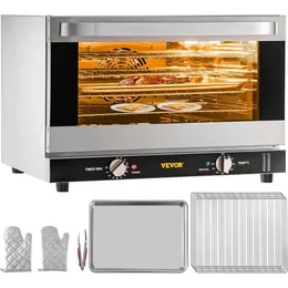 Commercial Convection Oven 47 Liters with Traditional Ven Countertop, 1600 Watts, 4 Layer Toaster with Front Glass Door and Tray Rack Clamp